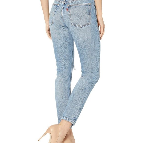 Levi's Premium 501 skinny lightly destroyed, like new. 27 28 inseam - Picture 4 of 13